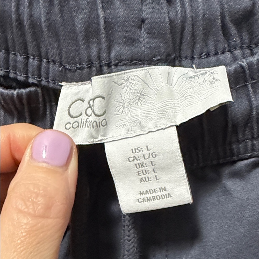 C&C California Women’s Drawstring Joggers in Navy Blue - Picture 2 of 4